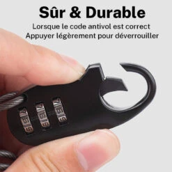 ROCKBROS Câble Antivol Casque Vélo Avec Code à 3 Chiffres Antivol Cadenas Pliable 90 Cm -Vélo route Magasin cable antivol casque velo avec code a 3 chiffres antivol cadenas pliable 90 cm 2
