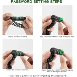 ROCKBROS Câble Antivol Casque Vélo Cadenas à Combinaison à 4 Chiffres Noir 1,5m -Vélo route Magasin cable antivol casque velo cadenas a combinaison a 4 chiffres noir 15m 2