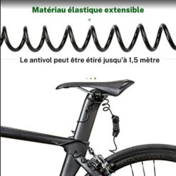 ROCKBROS Câble Antivol Casque Vélo Cadenas à Combinaison à 4 Chiffres Noir 1,5m -Vélo route Magasin cable antivol casque velo cadenas a combinaison a 4 chiffres noir 15m 3