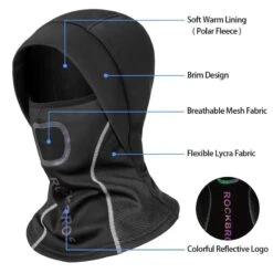 ROCKBROS Cagoule Balaclava Polaire Respirant Coupe-Vent Cache-Cou Moto Vélo Ski Noir -Vélo route Magasin cagoule balaclava polaire respirant coupe vent cache cou moto velo ski noir 2