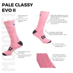Chaussettes De Cyclisme Unisexes Respirantes Hautes Mooquer Pale Classy II Roses -Vélo route Magasin chaussettes de cyclisme unisexes respirantes hautes mooquer pale classy ii roses 3