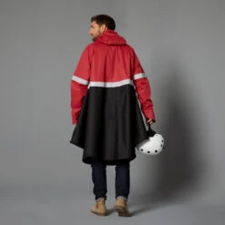 BTWIN PONCHO PLUIE VISIBILITE NUIT VELO VILLE 540 NOIR ROUGE -Vélo route Magasin poncho pluie visibilite nuit velo ville 540 noir rouge 2