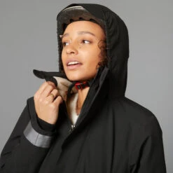 BTWIN VESTE PLUIE CHAUDE VELO VILLE VISIBILITE NUIT 540 FEMME NOIR -Vélo route Magasin veste pluie chaude velo ville visibilite nuit 540 femme noir 4